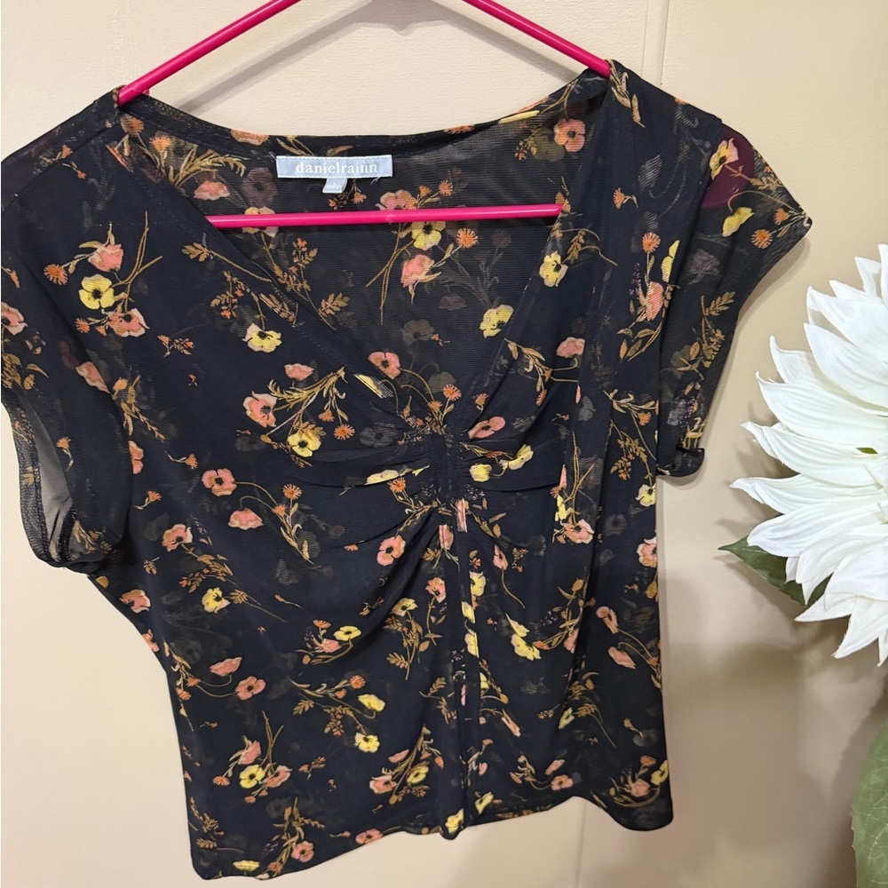 Daniel Rainn Black Floral Blouse